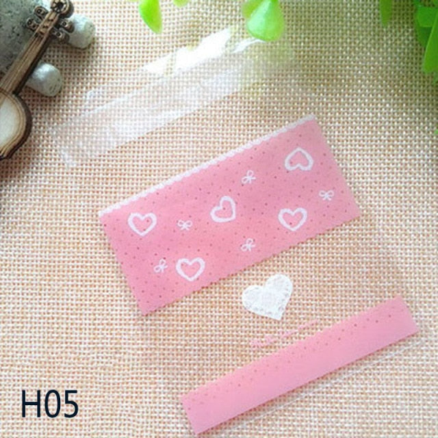 50Pcs/lot Cute Heart Theme Candy Cookie Bags Wedding Birthday Party Candy Buscuit Packaging Bag Christmas Plastic Gift Bags