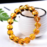 Genuine Natural Yellow Citrine Clear Round Beads Cut Bracelet Women Men Crystal Gemstone Wealthy 8mm 10mm 12mm Gift AAAAA