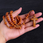 Komi Wholesale Catholic Orthodox 8mm Wooden Rosary Beads Brand Necklaces Religious Jesus Praying Necklaces  Beads Jewelry