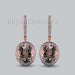 LANMI Women Fantastic Vintage Solid 14K Rose Gold Gemstone Diamond Drop Amethyst Earrings Fashion Lady Party Earrings Jewelry
