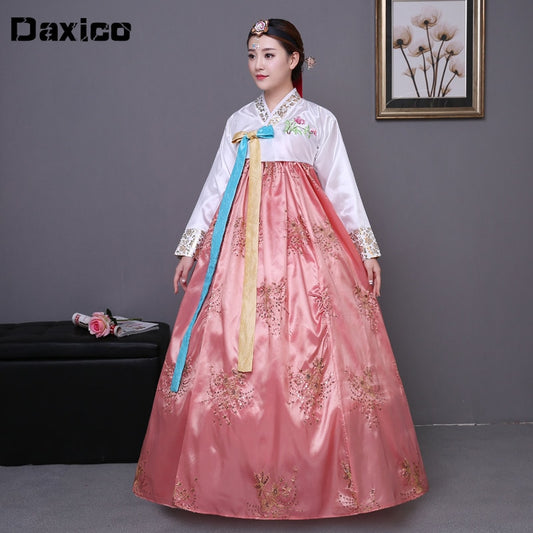 Sequined Korean traditional costume hanbok female Korea palace costume hanbok dress national dance clothing for stage show 89