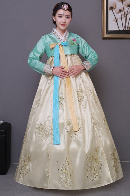 Sequined Korean traditional costume hanbok female Korea palace costume hanbok dress national dance clothing for stage show 89