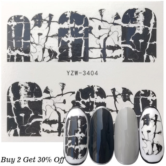 Nail Water Sticker DIY Black Abstract Image Nail Art Paper Decoration Manicure Tattoos Creative Designs Watermark Decals Tool