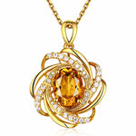 2 carats yellow crystal citrine gemstones diamonds pendant necklaces for women gold tone choker chain jewelry bijoux bague gifts