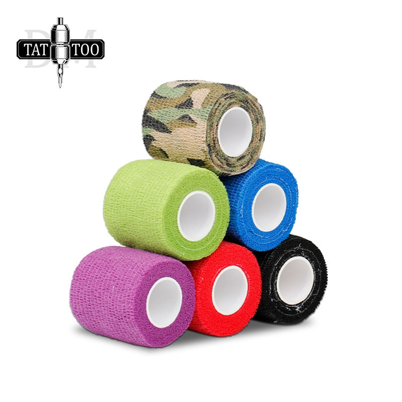 High Quality Tattoo Supplies Cohesive  10pcs Disposable Tattoo Grips Cover Tattoo Bandage for Tattoo Machine
