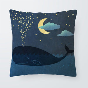 Nautical Ocean Cushion Killer Whale Creativity Pillow Case Blue Seahorse Modern Living Room For Sofa Throw Pillow 45X45Cm Velvet