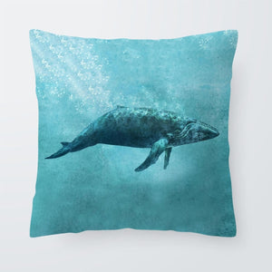 Nautical Ocean Cushion Killer Whale Creativity Pillow Case Blue Seahorse Modern Living Room For Sofa Throw Pillow 45X45Cm Velvet