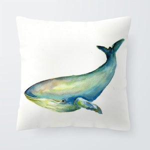 Nautical Ocean Cushion Killer Whale Creativity Pillow Case Blue Seahorse Modern Living Room For Sofa Throw Pillow 45X45Cm Velvet
