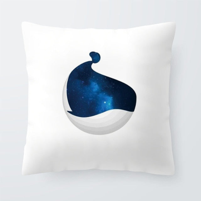 Nautical Ocean Cushion Killer Whale Creativity Pillow Case Blue Seahorse Modern Living Room For Sofa Throw Pillow 45X45Cm Velvet