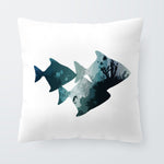 Nautical Ocean Cushion Killer Whale Creativity Pillow Case Blue Seahorse Modern Living Room For Sofa Throw Pillow 45X45Cm Velvet