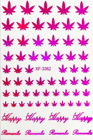 2020 Canada DIY Nail Art 3D Adhesive Nail Stickers Pot Weed Leaf Nails Decal on Nails Salon Manicure Decoration Acrylic Designs