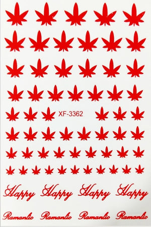 2020 Canada DIY Nail Art 3D Adhesive Nail Stickers Pot Weed Leaf Nails Decal on Nails Salon Manicure Decoration Acrylic Designs