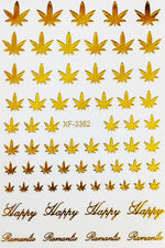 2020 Canada DIY Nail Art 3D Adhesive Nail Stickers Pot Weed Leaf Nails Decal on Nails Salon Manicure Decoration Acrylic Designs