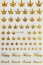 2020 Canada DIY Nail Art 3D Adhesive Nail Stickers Pot Weed Leaf Nails Decal on Nails Salon Manicure Decoration Acrylic Designs