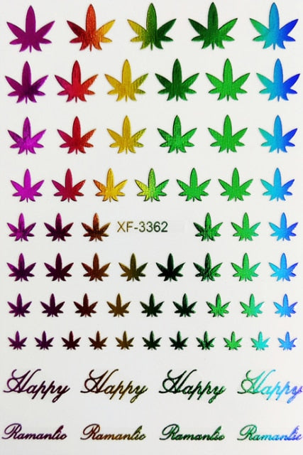 2020 Canada DIY Nail Art 3D Adhesive Nail Stickers Pot Weed Leaf Nails Decal on Nails Salon Manicure Decoration Acrylic Designs