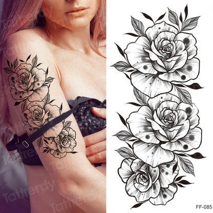 tattoo sticker women flower rose peony black tatouage temporaire femme temporary sleeve tattoo waterproof sexy body art fashion