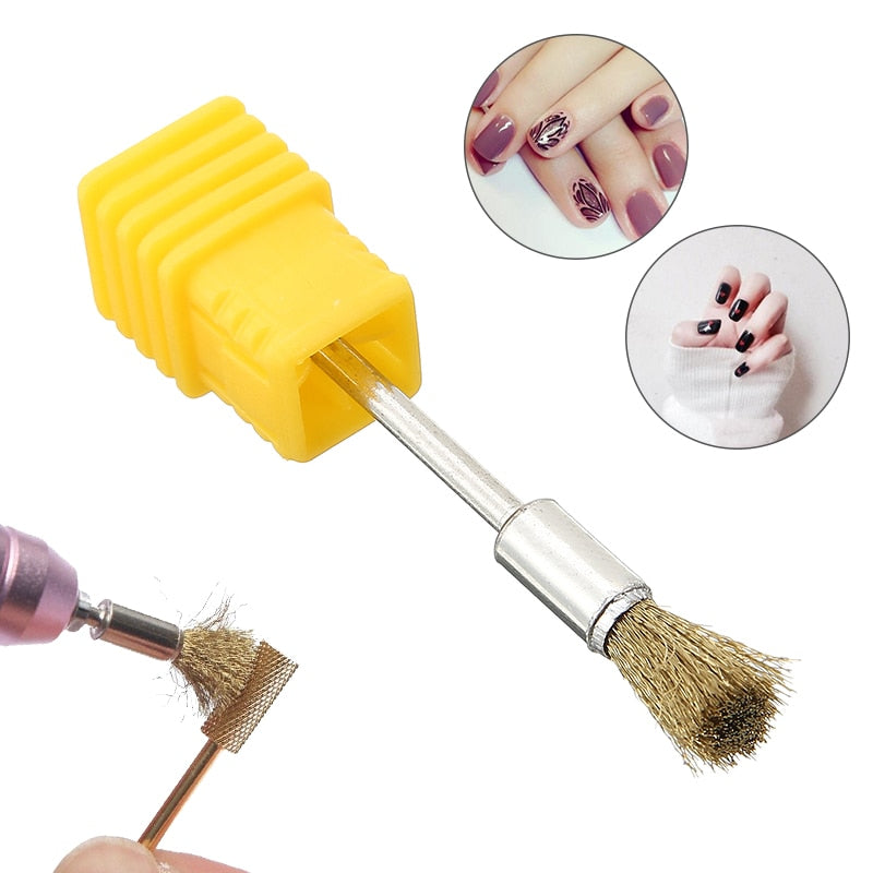 1PC Copper Wire Nail Drill Bits Cleaning Brush Clean Accessories Manicure Tools Nail Art Equipment
