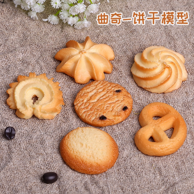 6Pc Artificial Cookie Faux Cookie Model Home Simulation Biscuit Food Dessert Baking Kitchen Decoration Table Window Props