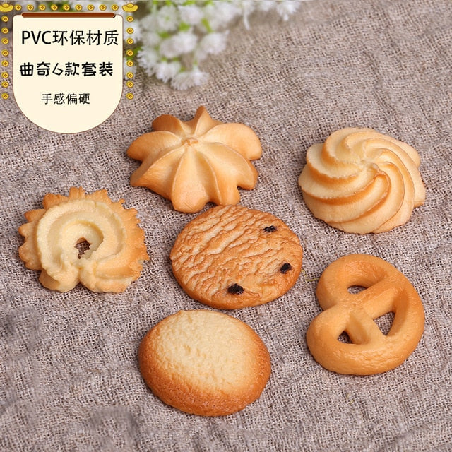 6Pc Artificial Cookie Faux Cookie Model Home Simulation Biscuit Food Dessert Baking Kitchen Decoration Table Window Props