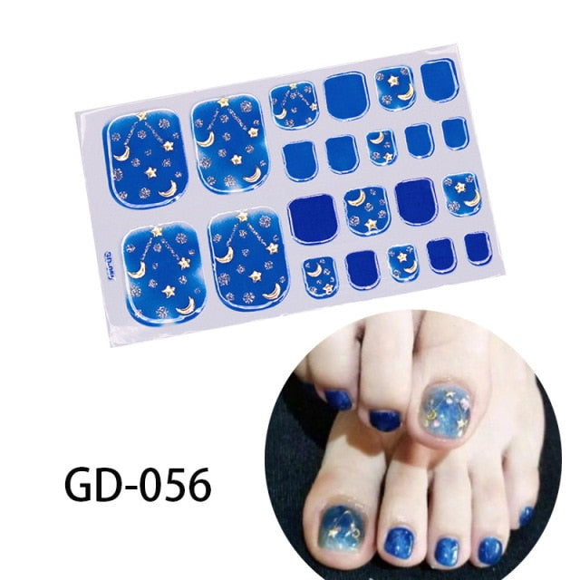 1pc Toe Nail Sticker Adhesive Toenail Art Polish Tips French Glitter Sequins Nail Wraps Strips Easy To Wear Manicure for Women