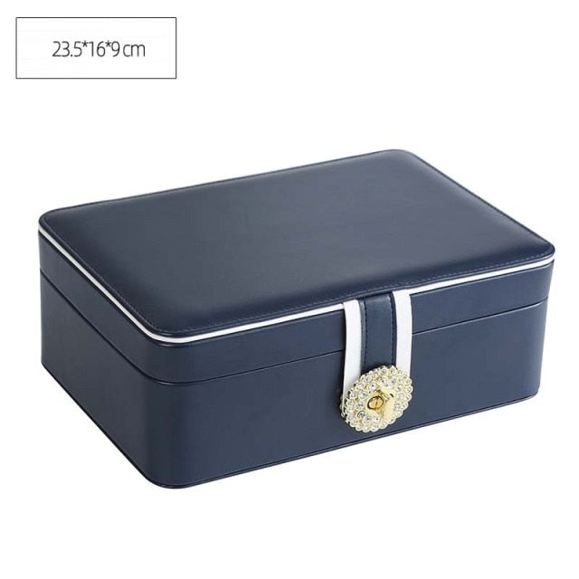 Double Layer Jewelry Box Portable Travel  Watch  Leather Display Organizer Necklace Storage Case For Earrings  Ring