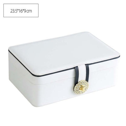 Double Layer Jewelry Box Portable Travel Watch Leather Display Organizer Necklace Storage Case For Earrings Ring