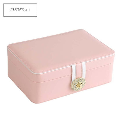 Double Layer Jewelry Box Portable Travel Watch Leather Display Organizer Necklace Storage Case For Earrings Ring