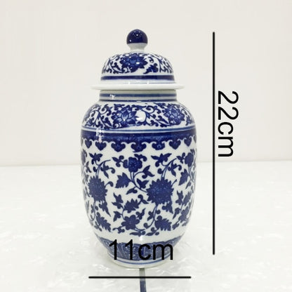 New Ceramic Tea Pot Blue and White Porcelain Decoration of Tea Coffee Beans Sealed Storage Tank Classical Household Storage Tank