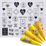 LCJ 1pc 3D Stickers For Nails Letter Leaf Flower Slider Nail Art Manicure Adhesive Tips Decals DIY Polish Decoration