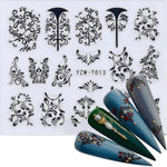 LCJ 1pc 3D Stickers For Nails Letter Leaf Flower Slider Nail Art Manicure Adhesive Tips Decals DIY Polish Decoration