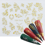 LCJ 1pc 3D Stickers For Nails Letter Leaf Flower Slider Nail Art Manicure Adhesive Tips Decals DIY Polish Decoration