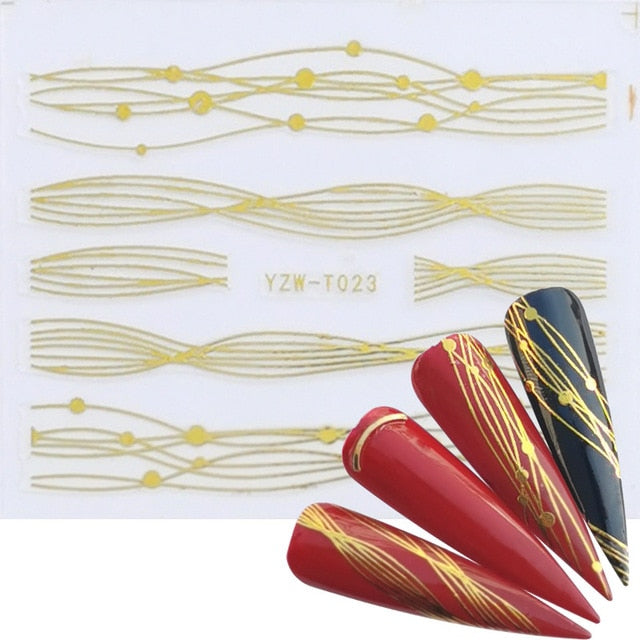LCJ 1pc 3D Stickers For Nails Letter Leaf Flower Slider Nail Art Manicure Adhesive Tips Decals DIY Polish Decoration