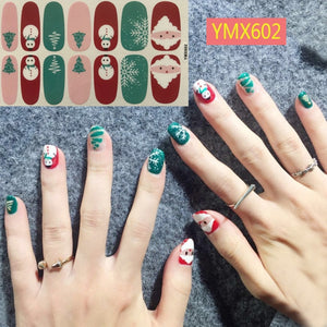 14Tips/Sheet Christmas/Halloween Nail Art Stickers Festival Pumpkin Wraps Waterproof Full DIY Manicure Accessories YMX Series
