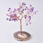 Natural Crystal Tree Amethyst Rose Quartz Aquamarine Lucky Tree Decoration Agate Slices Mineral Stone Home Decor Christmas Gift