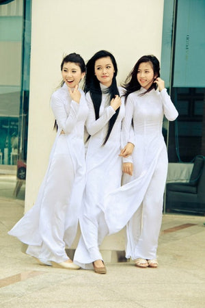 2021 white aodai vietnam traditional clothing women ao dai robes and pants chinese dress qipao for female improved cheongsam set