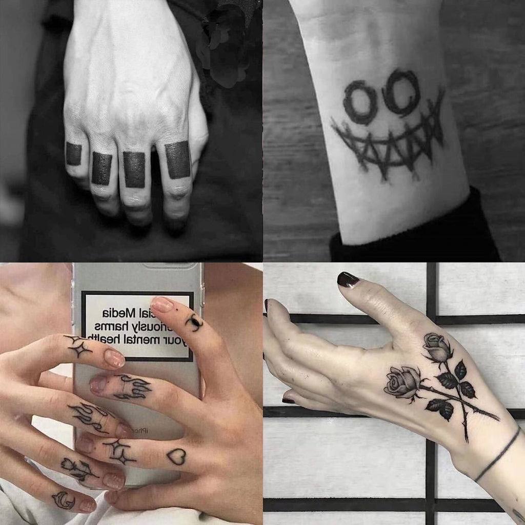 Black Block Clown Temporary Tattoo Sticker Men Women Body Art Arm Waist Fake tattoos Waterproof Finger Tatoo