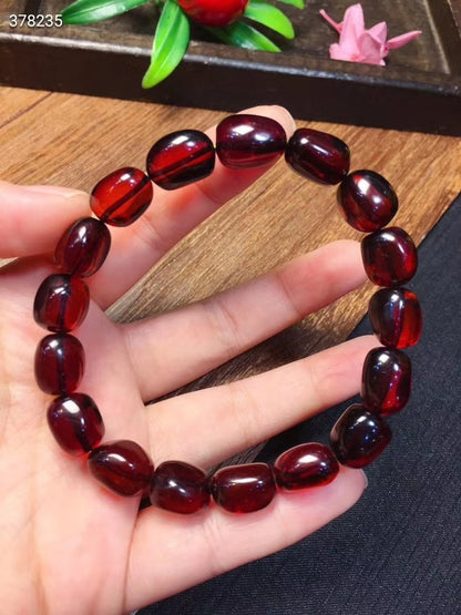 Genuine Natural Blood Red Amber Bracelet 10x8mm Women Stretch Oval Beads Bracelet Jewelry AAAAA