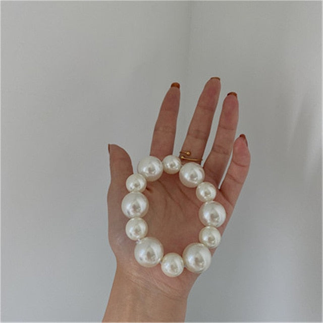 Woman Big Pearl Hair Ties Fashion Korean Style Hairclips Hairband Scrunchies Girls Ponytail Holders Rubber Band Hair Accessories