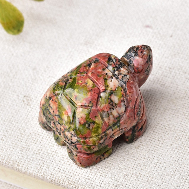 1PC Natural Crystal Rose Quartz Tortoise Amethyst Opal Animals Healing Stone Home Decor Fish Tank Crafts Small Decoration