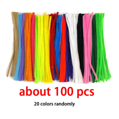 500pcs Plush Stems Balls Eyes DIY Art Craft Toys Plush Stick Pompoms Rainbow Colors Shlly-Stick Educational Creativity for Kids