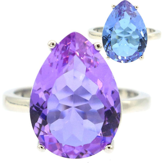 18x13mm SheCrown Delicate Fine Cut Created Color Changing Alexandrite Topaz Silver Rings Wholesale Drop Shipping
