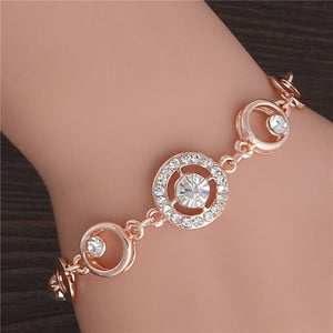ZOSHI Gold Color Opal Stone Beaded Pendant Bracelets and Bangles Fashion Women Heart Flower Charm Bracelet Jewelry Accessories