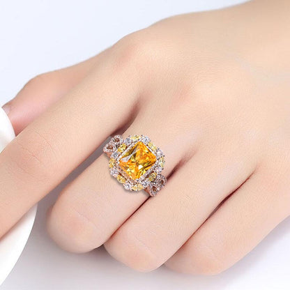 Cellacity Geometry Silver 925 Rings for Women Fine Jewelry with Color Gemstones Citrine Pink Crystal Female Anniversary Ring