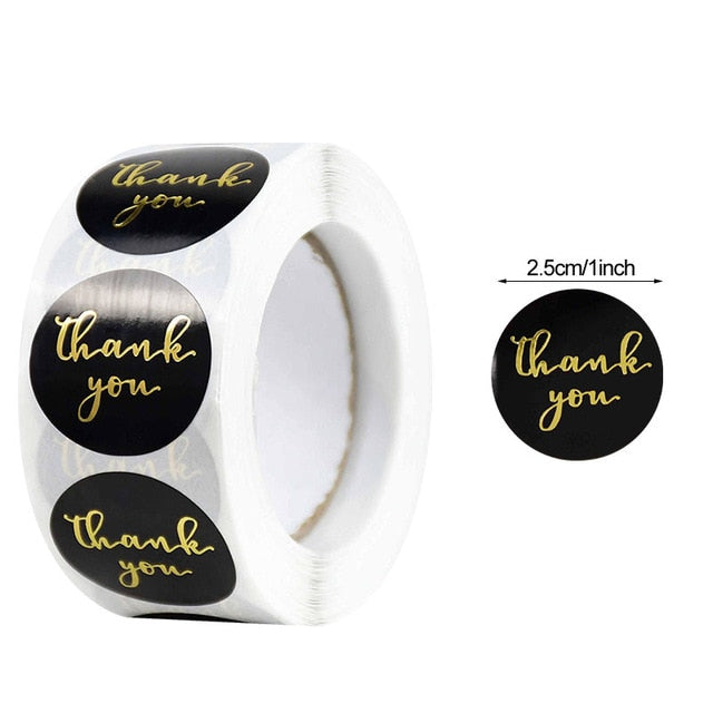 500pcs Thank You Stickers Seal Labels Scrapbook Handmade Sticker Wedding Party Christmas Gift Bag Decorations