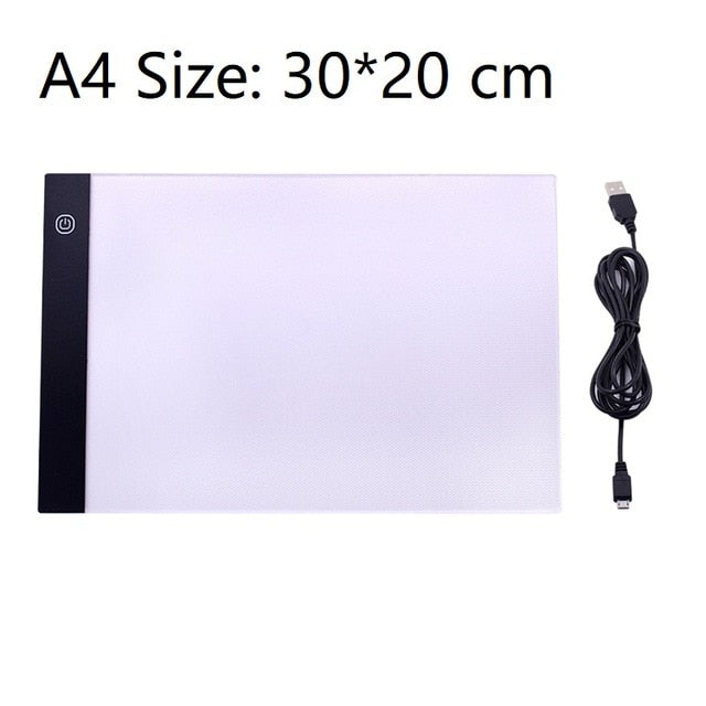 Creative Toy A4 Size 3 Level Dimmable Copy Board Kids Tablet Sketching Practice Drawing Board LED Light Pad for Diamond Painting