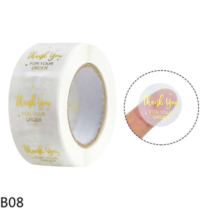 500pcs Thank You Stickers 1inch Round Gift Seal Label Sticker Diary Stationery Stickers For Wedding Party Decor Handmade Sticker