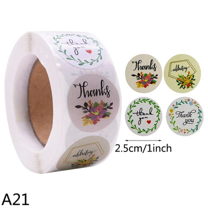 500pcs Thank You Stickers 1inch Round Gift Seal Label Sticker Diary Stationery Stickers For Wedding Party Decor Handmade Sticker