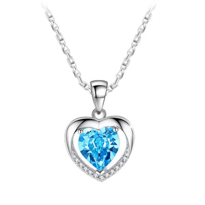Top Fashion Blue Ocean Rhinestone Lady Charm Chain Jewelry Dress Women Heart Crystal Pendant Necklace