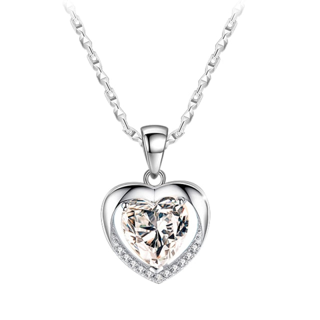 Top Fashion Blue Ocean Rhinestone Lady Charm Chain Jewelry Dress Women Heart Crystal Pendant Necklace