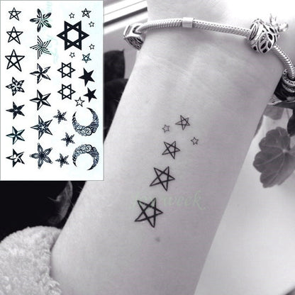 Waterproof Temporary Tattoo sticker on ear finger music note bird stars line streak henna tatto flash fake tatoo for women 24